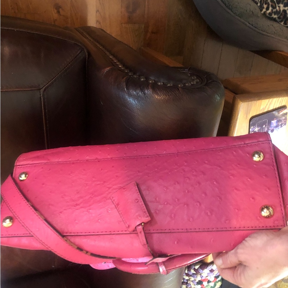 Michael Kors Hot Pink Leather Satchel with Gold-tone Lock - Picture 3 of 5